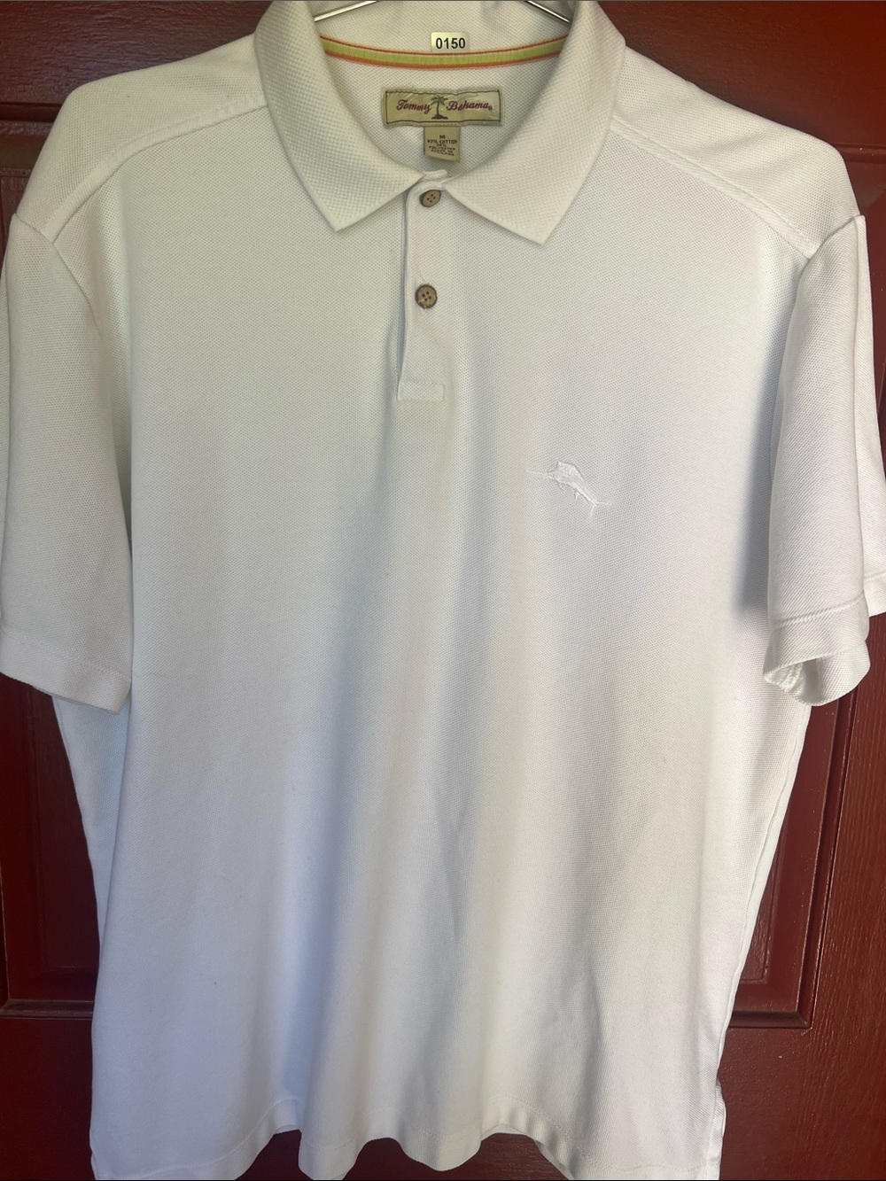 Tommy Bahama White Men’s Polo with Subtle Embroidery